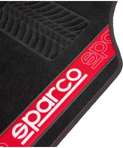 Set 4 tappetini per auto sparco nero/rosso in moquette